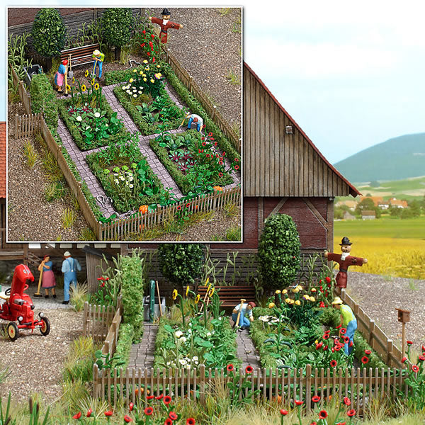 Busch 1254 HO Scale Farm Garden w/Accessories -- Kit