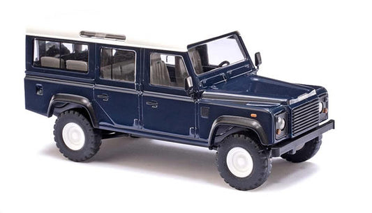 Busch 50302 HO Scale 1983 Land Rover Defender SUV - Assembled -- Blue, White