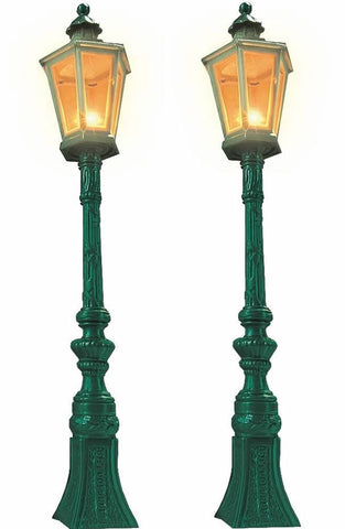 Busch 8621 G Scale Oldtime Street Lamps - Working pkg(2) -- Dark Green - 7-3/8" 18.8cm Tall