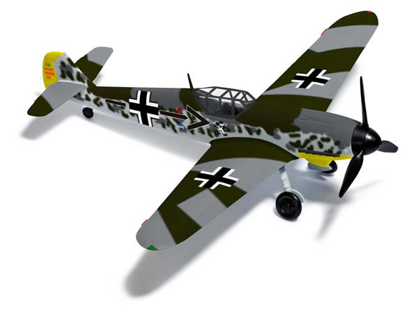 Busch 25059 HO Scale Messerschmitt Bf 109 F2 - Assembled -- German Air Force WWII Adolf Galland (gray Camouflage Pattern, green)