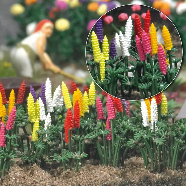 Busch 1218 HO Scale Garden Lupins pkg(16) -- Assorted Colors