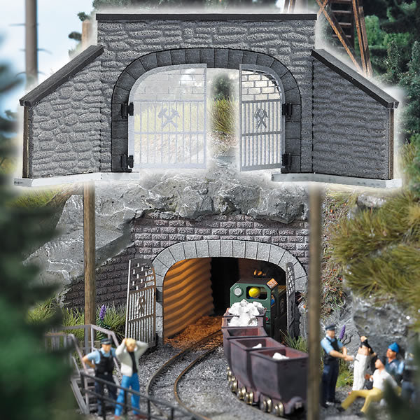 Busch 1471 HO Scale Mine Entrance 2 Rail -- 9.5 x 4.3cm