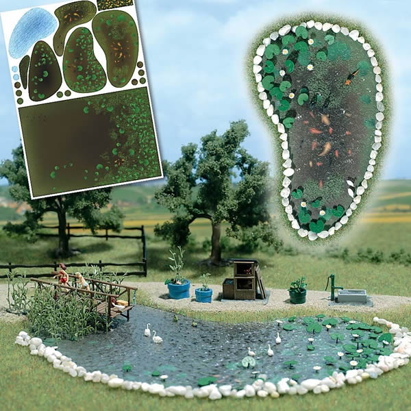 Busch 1210 HO Scale Garden Pond Set -- Kit