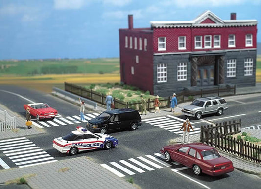 Busch 9712 HO Scale Intersection w/Pedestrian Crossings -- Self Adhesive For 3-1/8" 8cm Street