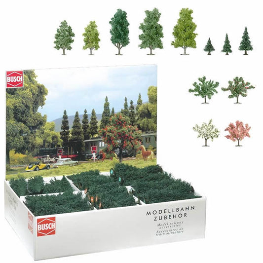 Busch 6333 A Scale Mixed Tree Bulk Pack -- Mixed, Pine, Deciduous & Blooming pkg(204)