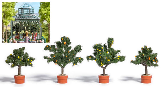 Busch 6619 A Scale Potted Orange Trees -- 1-3/4 to 2-1/4"  4.5 to 5.8cm pkg(4)