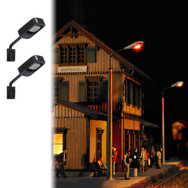 Busch 4132 HO Scale Wall-Mounted Lamp -- Rectangular Light Housing (black) pkg(2)