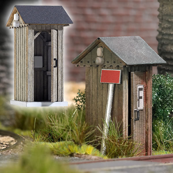 Busch 1428 HO Scale Wooden Trackside Telephone Booth - Kit (Laser-Cut Wood & Card) -- 5/8 x 5/8 x 1-11/32" 1.5 x 1.5 x 3.4cm