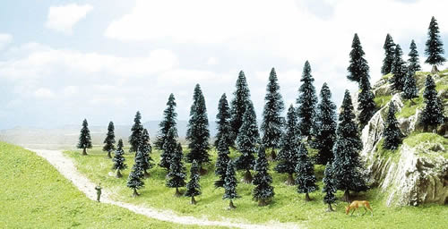 Busch 6592 N Scale Spruce Trees -- 30-50mm