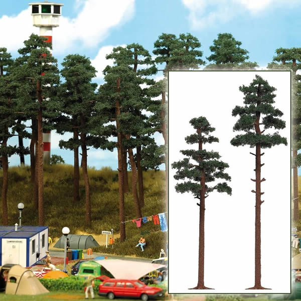 Busch 6144 HO Scale Pine Trees -- 6-7/8 & 8-1/4" 17.5 & 21cm pkg(2)