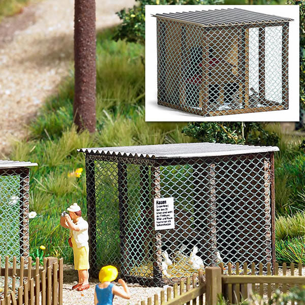 Busch 1582 HO Scale Small Animal Cage -- Kit - 1-5/16 x 1-5/16 x 1-1/8" 3.4 x 3.3 x 2.9cm