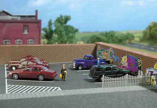 Busch 9713 HO Scale Flexible Paved Parking Lot - Self-Adhesive -- Gray, White Markings - 7-7/8 x 6-3/16"  20 x 16cm