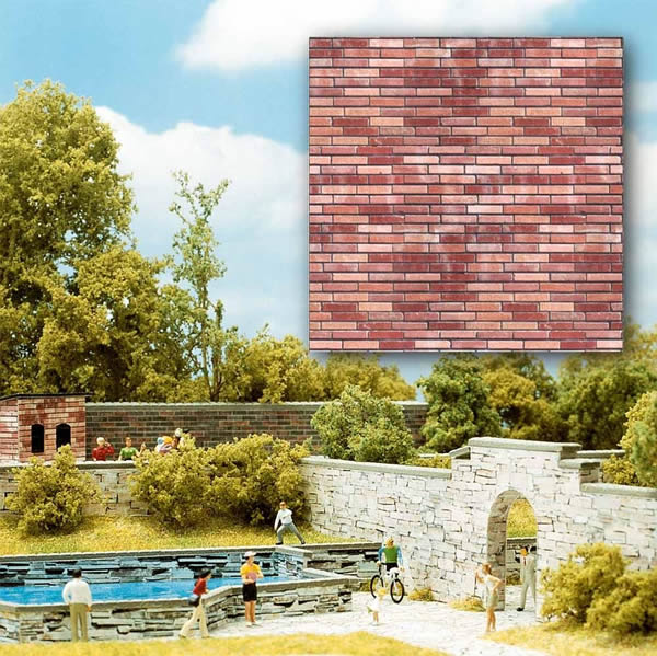 Busch 7425 HO Scale Wall Card 8-1/4" x 5-13/16" (21cm x 14.8cm) -- Red Brick /2