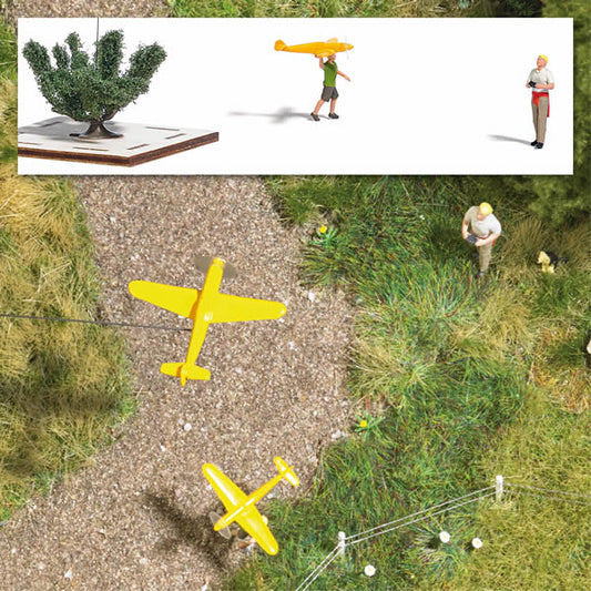 Busch 5487 HO Scale Animated Model Airplane - Kit -- Base with Bush, Below-Layout Drive 14-16 V