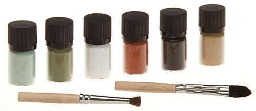 Faller 170695 All Scale Patina Pigment Set pkg(6) -- Includes 6 10g Bottles; Black, White, Rust, Moss, Sand & Verdigris