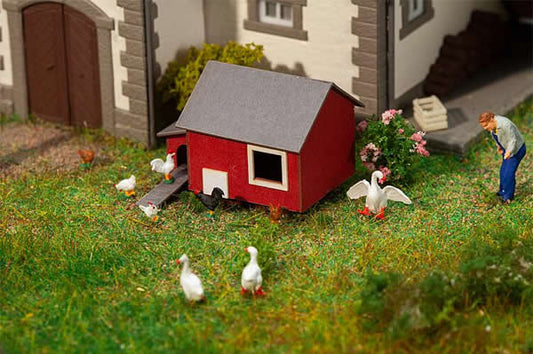 Faller 180298 HO Scale Hen House -- Laser-Cut Kit - 1-5/16 x 1-3/16 x 7/8" 3.4 x 3 x 2.3cm