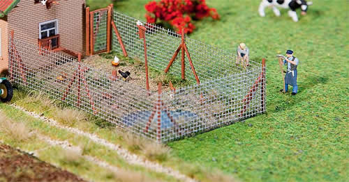 Faller 180414 HO Scale Fence -- Wire Mesh Fence w/Wood Poles 13-1/4" 34cm - Kit