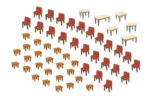 Faller 180438 HO Scale 7 Tables and 48 Chairs