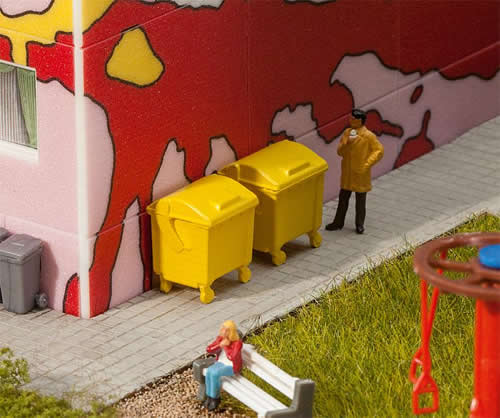 Faller 180913 HO Scale Garbage Bins -- Yellow pkg(2)