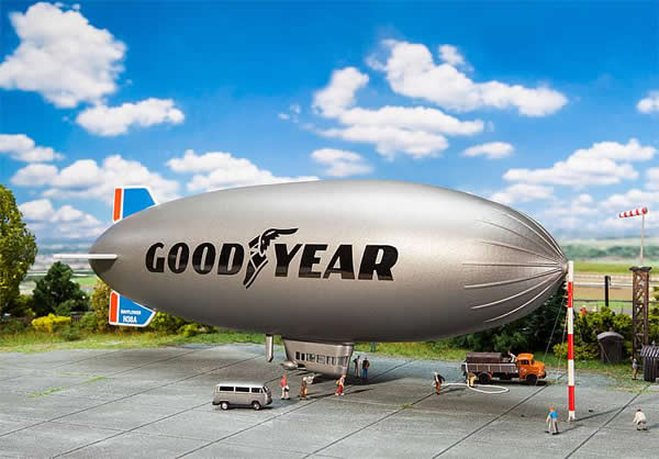 Faller 222410 N Scale GZ-20a Blimp Airship - Kit -- Goodyear (silver, blue, black)