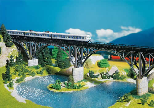 Faller 222581 N Scale Steel Arch Deck Bridge -- Single-Track, 16" Long 400 x 32 x 105mm