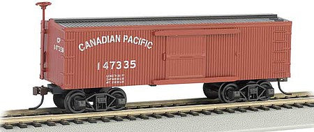 Bachmann 72313 HO Scale 34' Wood Old-Time Boxcar - Ready to Run - Silver Series(R) -- Canadian Pacific 147345 (Boxcar Red)