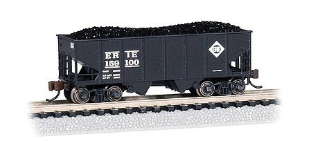 Bachmann 19562 N Scale USRA 55-Ton 2-Bay Open Hopper with Load - Ready to Run -- Erie 159100 (black)