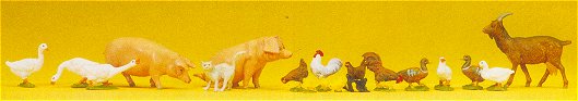 Preiser 65326 O Scale Animals -- Assorted, Small pkg(19)