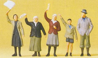 Preiser 72413 26299 Scale 1:72 Figures -- Civilians Waving pkg(5)