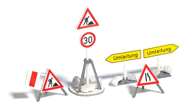 Busch 7789 HO Scale European-Style Construction Site Warning Signs