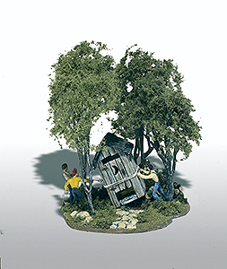 Woodland Scenics 108 HO Scale Mini-Scene(TM) Unpainted Metal Kit -- Outhouse Mischief