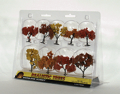 Woodland Scenics 1540 All Scale Ready Made Realistic Trees(TM) - Deciduous - Fall Mix -- 1-1/4 to 3" 3.2 to 7.6cm pkg(9)