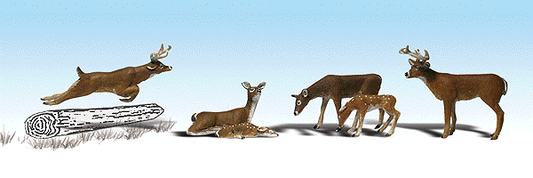 Woodland Scenics 1884 HO Scale Scenic Accents(R) Animals -- White-Tail Deer pkg(6)