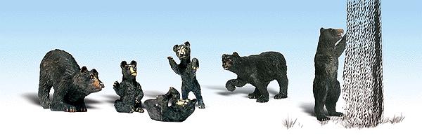 Woodland Scenics 1885 HO Scale Scenic Accents(R) -- Black Bears pkg(6)