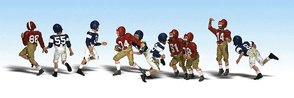 Woodland Scenics 1895 HO Scale Scenic Accents(R) -- Youth Football Players Playing 5-On-5 pkg(10)