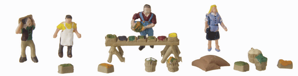 Woodland Scenics 2170 N Scale Scenic Accents(R) Figures -- Farmers Market Vendors & Customer pkg(4)