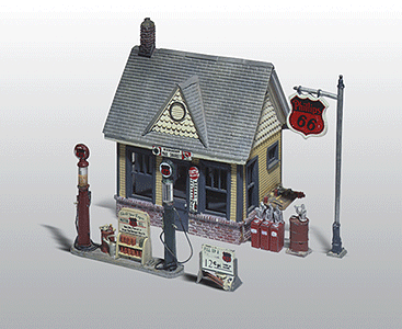 Woodland Scenics 223 HO Scale Scenic Details(R) -- Gas Station - Kit (Unpainted Metal) 4 x 2-7/8" 10.2 x 7.3cm