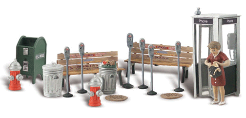 Woodland Scenics 2764 O Scale Scenic Accents(R) -- Street Accessories pkg(18)