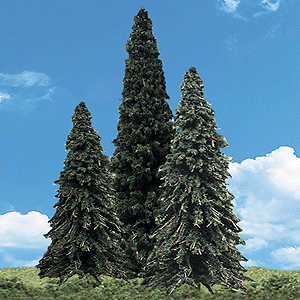 Woodland Scenics 3573 All Scale Woodland Classic Trees(R) Ready Made - Forever Green -- 7 to 8" 17.7 to 20.3cm Tall pkg(3)