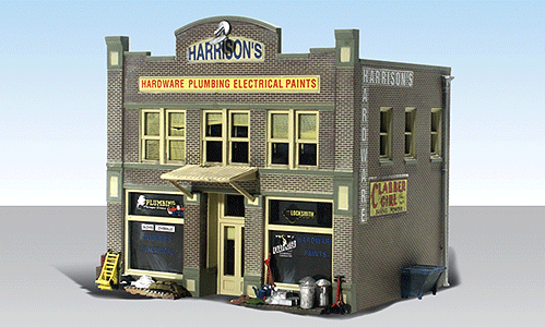 Woodland Scenics 5022 HO Scale Harrison's Hardware - Built-&-Ready Landmark Structures(R) -- Assembled - 4-19/32 x 3-5/8 x 4-1/2" 11.7 x 9.2 x 11.4cm