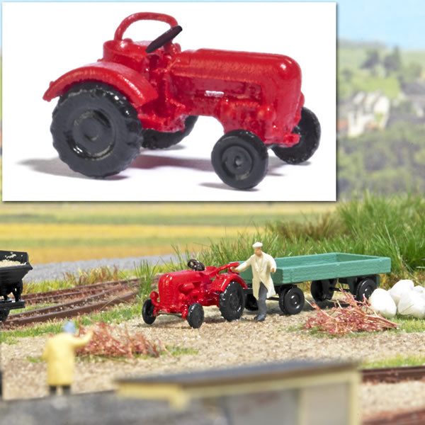 Busch 8361 N Scale Junior Farm Tractor - Assembled -- Red