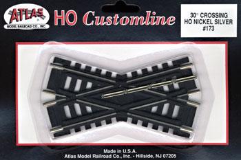 Atlas Model Railroad 173 HO Scale Custom-Line(R) Crossing - Code 100 -- 30-Degree, 4"  10.2cm, Black Ties