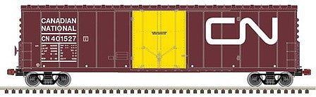 Atlas Model Railroad 20006516 HO Scale NSC 50' Newsprint Plug-Door Boxcar - Ready to Run -- Canadian National 401527 (Boxcar Red, yellow, Noodle, yellow Door)