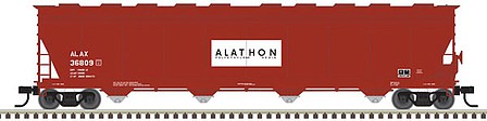 Atlas Model Railroad 20006735 HO Scale ACF 5701 Centerflow Plastics Hopper - Ready to Run - Master(R) -- Cain Chemicals ALAX 36823 (red, white)