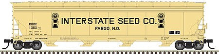 Atlas Model Railroad 20006746 HO Scale ACF 5701 Centerflow Grain Hopper - Ready to Run - Master(R) -- Interstate Seed Co. CRDX 1058 (yellow, black)