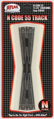 Atlas Model Railroad 2040 N Scale Code 55 Track w/Nickel-Silver Rail & Brown Ties -- 11.25-Degree Crossing