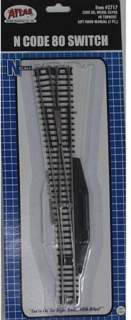 Atlas Model Railroad 2717 N Scale Code 80 No. 8 Manual Turnout (Switch) - Standard Line -- Left Hand