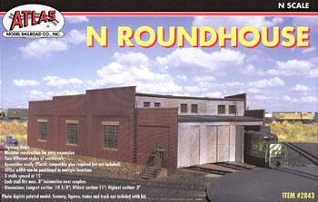 Atlas Model Railroad 2843 N Scale 3-Stall Brick Roundhouse -- Holds Locomotives Up to 8" 20cm Long