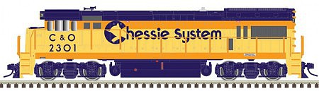 Atlas Model Railroad 40004654 N Scale GE U23B - LokSound and DCC - Master(R) Gold -- Chessie C&O 2309 (orange, blue, yellow)