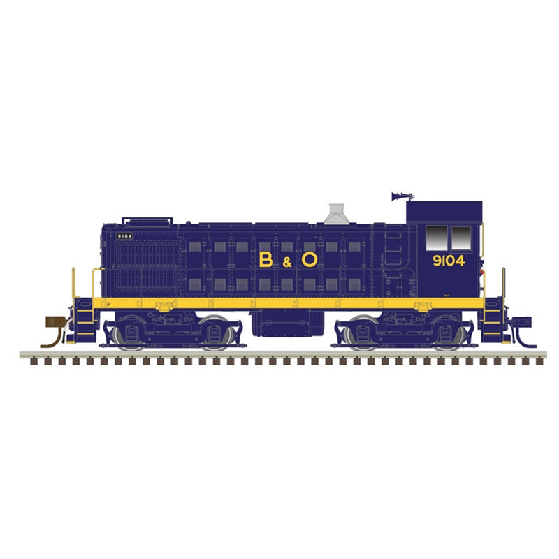 Atlas Model Railroad 40004997 N Scale Alco S4 - Standard DC - Master(R) Silver -- Baltimore & Ohio 9104 (blue, yellow)